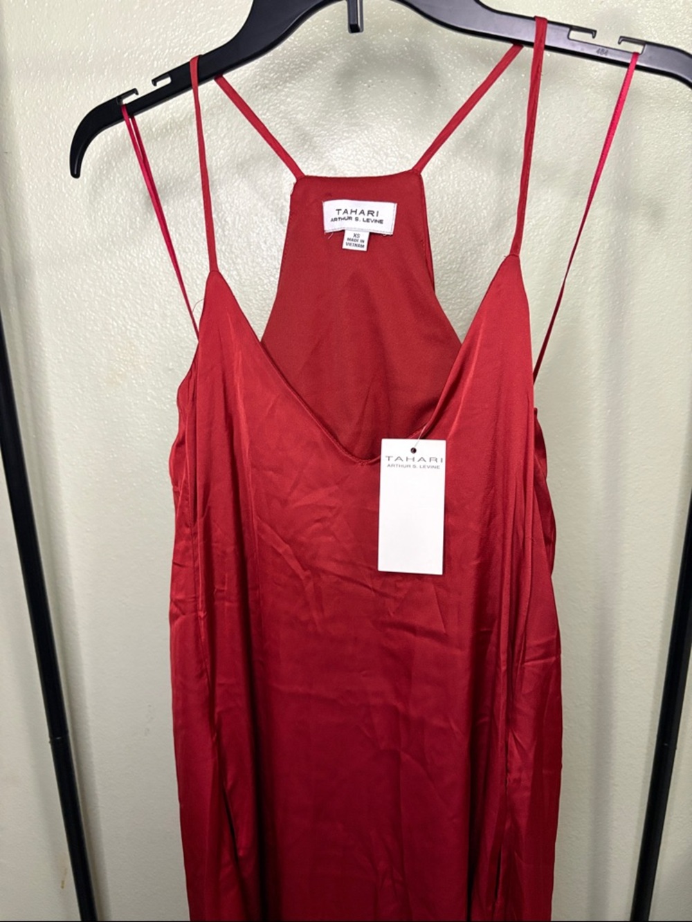 Tahari Red Slip Dress with Spaghetti Straps